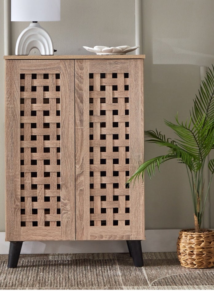 Home Box Belford 12-Pair Shoe Cabinet with 2 Doors , 3 shelves , Engineered Wood With Foil Veneer,Brown - Image 2